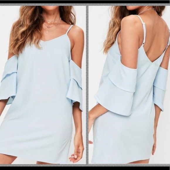 ASOS Dresses & Skirts - NWT light blue cold shoulder ruffle mini dress